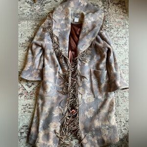 Vintage 1980s Nelly Anne Wool Coat with Fringe